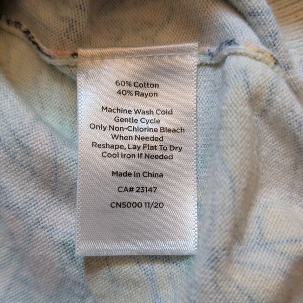 Talbots Cardigan Womens XS Floral Botanical Lightweight Sweater Pastel Statement - Picture 4 of 7